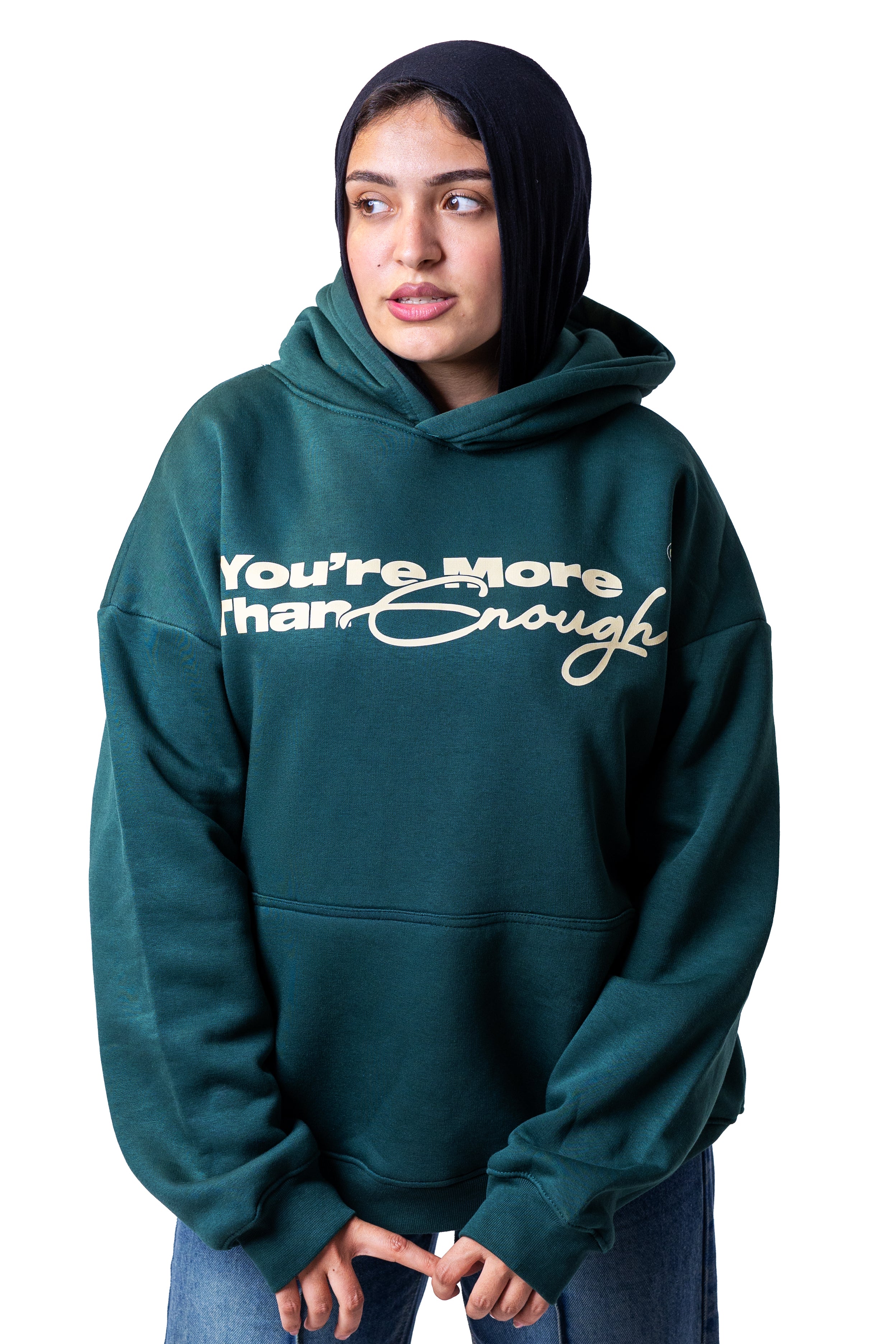 You’re More Than Enough – Oversized Hoodie " Dark Green "