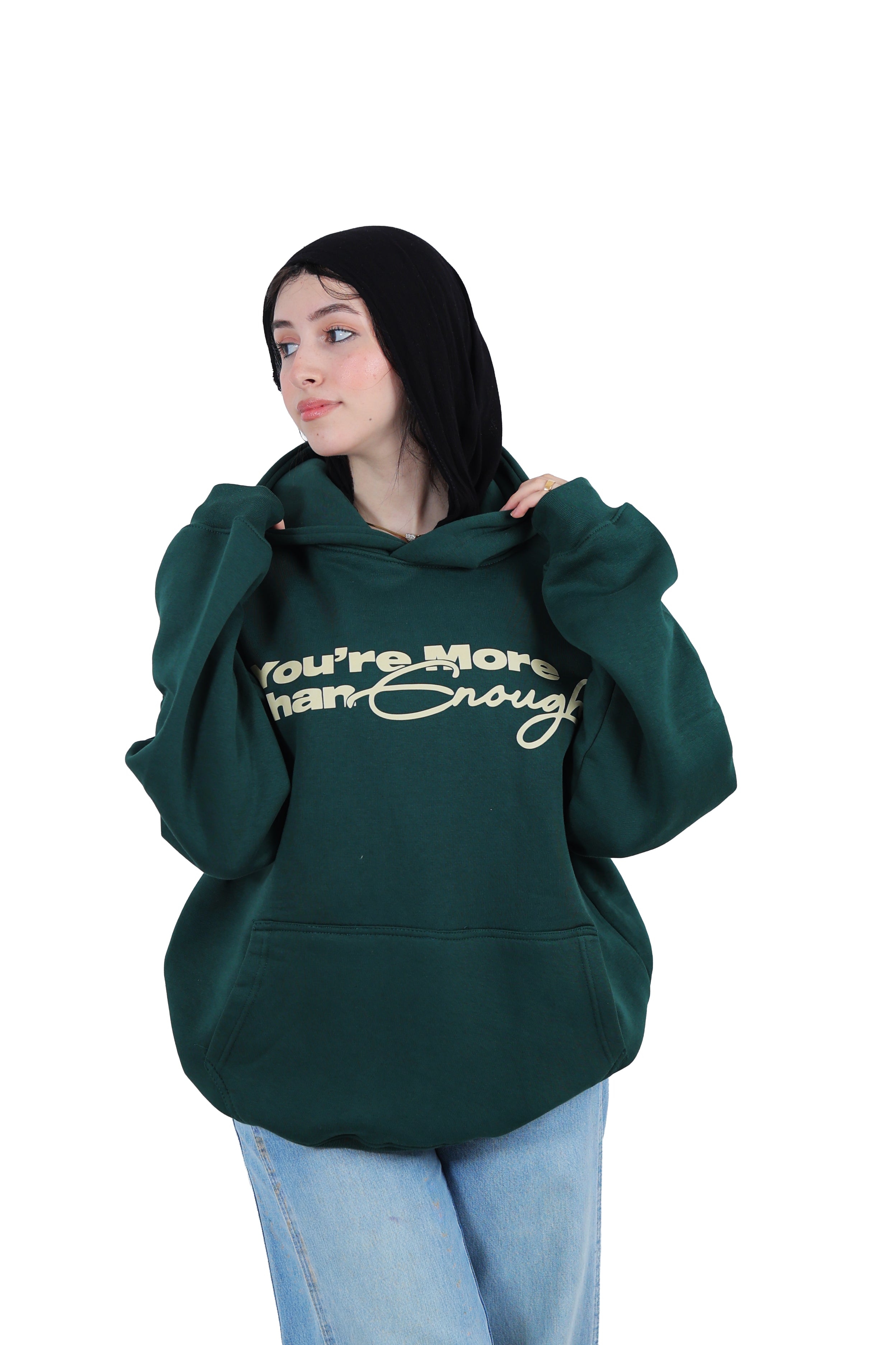 You’re More Than Enough – Oversized Hoodie " Dark Green "